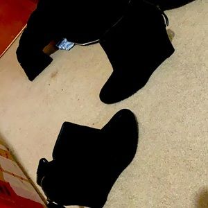 Black wedge booties - size 7